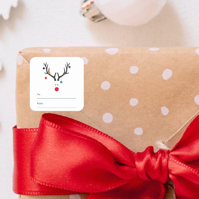 Adesivo Quadrado Runa de Natal engraçada moderna azul-branca (Criador carregado)