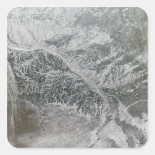 Adesivo Quadrado Rússia central nevado e obscura que mostra o Ob R