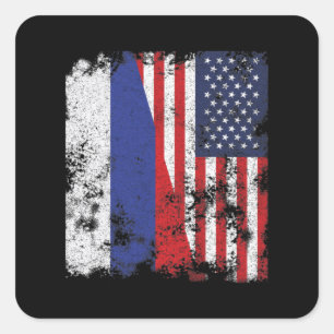 Adesivo Quadrado Rússia EUA Flag - Half American