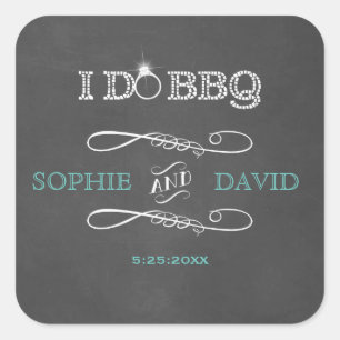 Adesivo Quadrado Russo Burlap Chalkboard I DO CHURRASCO Festa de no