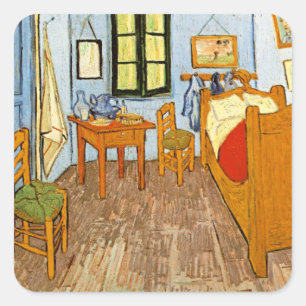 Adesivo Quadrado Russo Elegante Vincent Van Gogh - Quarto de Arles