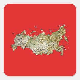 Adesivo Quadrado Russo Map Sticker