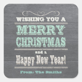 Adesivo Quadrado Russo Vinhetas de Natal Personalizado Verde