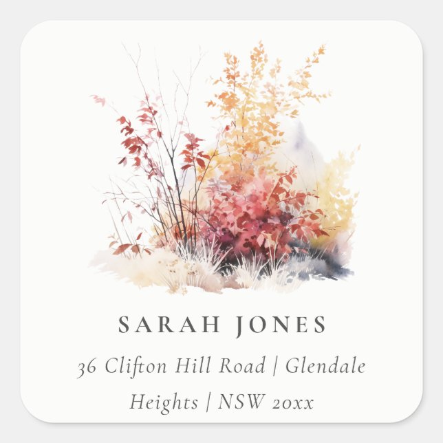 Adesivo Quadrado Rust Orange Yellow Autumn Fall Landscape (Frente)