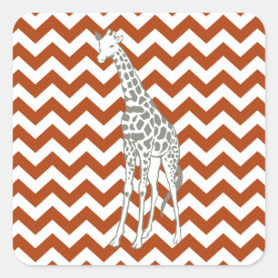 Adesivo Quadrado Rust Red Safari Chevron com Pop Art Giraffe