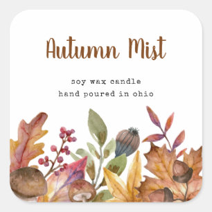 Adesivo Quadrado Rustic Autumn Deixa Os Cosméticos Da Vela
