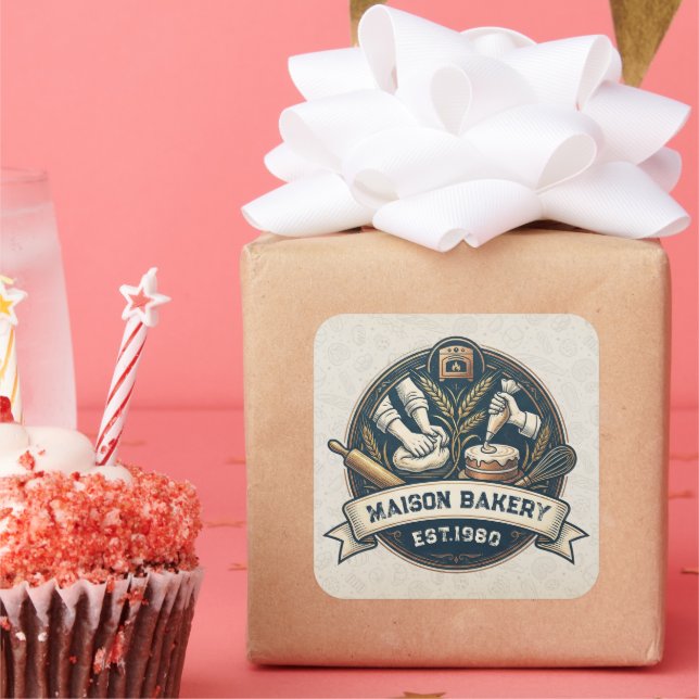 Adesivo Quadrado Rustic Bakery Store Pastry Dessert Sweet Cake Shop (Festa)