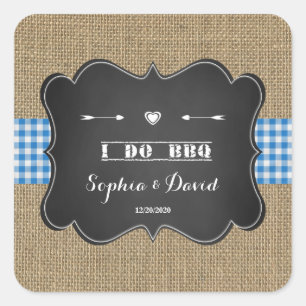 Adesivo Quadrado Rustic Burlap e Chalkboard I DO CHURRASCO