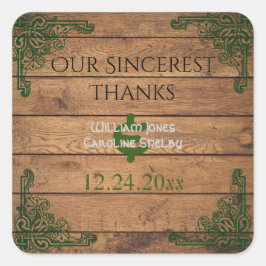 Adesivo Quadrado Rustic Celtic Claddagh Obrigado Sticker