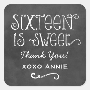 Adesivo Quadrado Rustic Chalkboard Script Sessenta é doce Aniversár