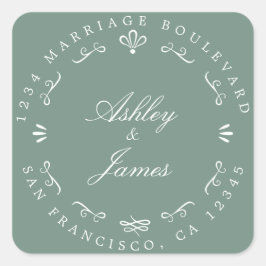 Adesivo Quadrado Rustic Chic Future Sr. Wedding Return Endereço