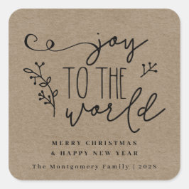 Adesivo Quadrado Rustic Country Christmas Kraft Personalizado