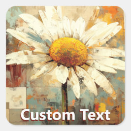 Adesivo Quadrado Rustic Daisy Flower Art Custom