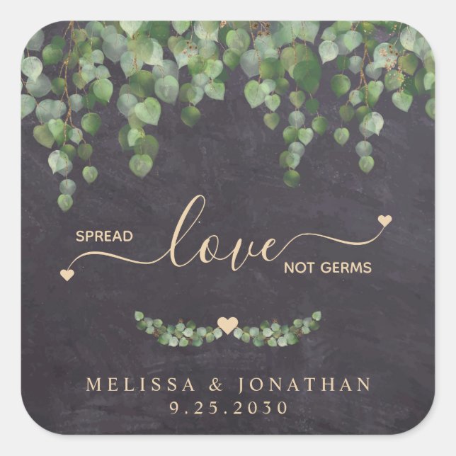 Adesivo Quadrado Rustic Eucalyptus Wedding Spread Love Não Germs (Frente)