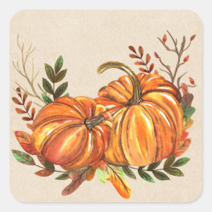 Adesivo Quadrado Rustic Fall Pumpkins