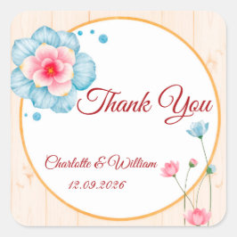 Adesivo Quadrado Rustic Floral Wedding