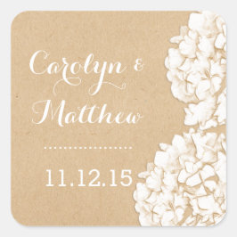 Adesivo Quadrado Rustic Hydrangeas Floral Wedding Favor