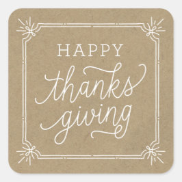 Adesivo Quadrado Rustic Kraft Frame Happy Ação de Graças