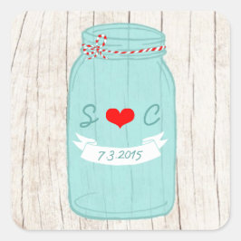 Adesivo Quadrado Rustic Mason Jar no Latido Ilustrated Wedding
