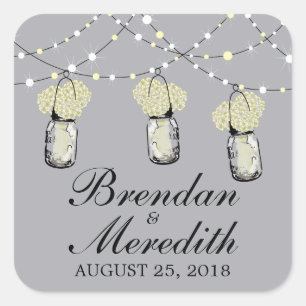 Adesivo Quadrado Rustic Mason Jar String de Luzes