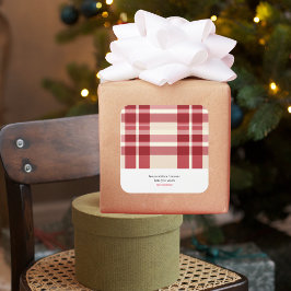 Adesivo Quadrado Rustic Reverie | Embalagem da Xadrez vermelha da f