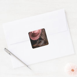 Adesivo Quadrado Rustic Romance: Boots do Cowboy e Casamento de Cha