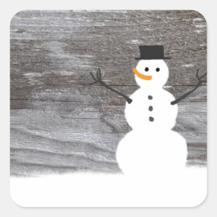 Adesivo Quadrado Rustic Snowman