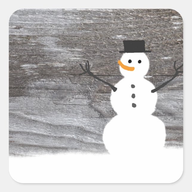 Adesivo Quadrado Rustic Snowman (Frente)
