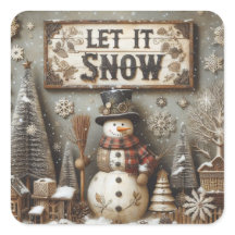 Rustic Snowman "Let It Snow"