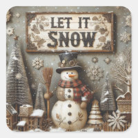 Rustic Snowman "Let It Snow"