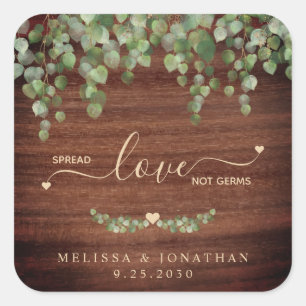 Adesivo Quadrado Rustic Spread Love Não Germs Eucalyptus Weding