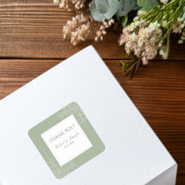 Adesivo Quadrado Rustic Wedding Sage Green and White Modern