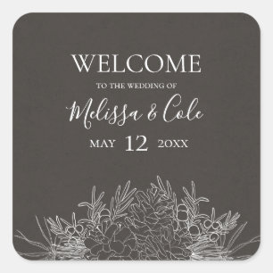 Adesivo Quadrado Rustic Winter   Boas-vindas ao Charcarboneto