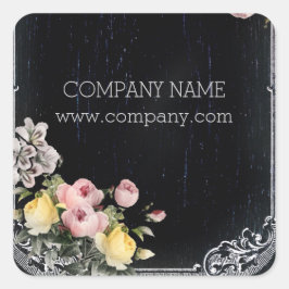 Adesivo Quadrado rústica elegante vintage botânica chalkboard flora