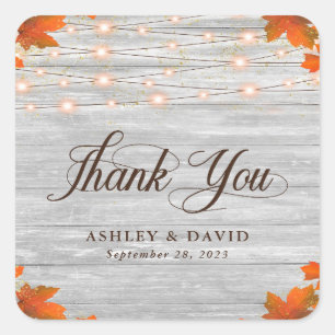 Adesivo Quadrado Rústica Wood Fall Deixa Luzes Obrigado Casamento