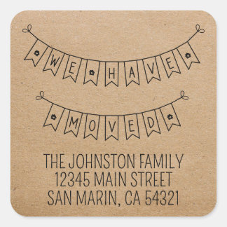 Adesivo Quadrado Rústico Bonito, Mudamos O Coração Para Casa Nova