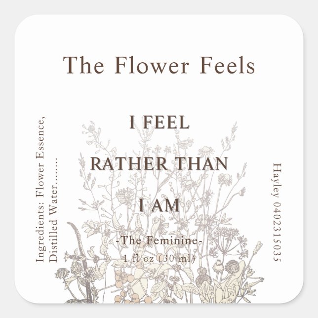 Adesivo Quadrado Rústico Flores Selvagens Herb Earthy Floral (Frente)