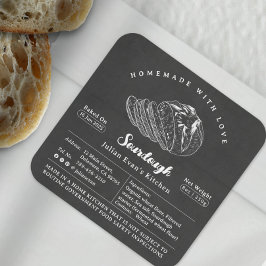 Adesivo Quadrado Rústico Pão Caseiro Preto com Fermento Natural Eti