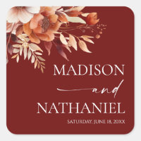 Rusty Burgundy Brown Floral Flower Casamento