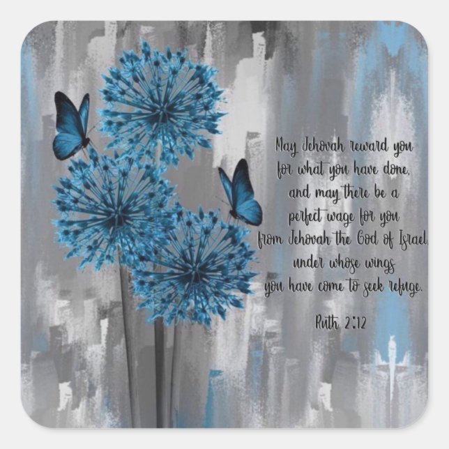 Adesivo Quadrado Ruth 2:12 (Frente)