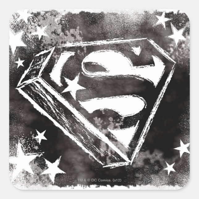 Adesivo Quadrado S-Shield com estrelas (Frente)