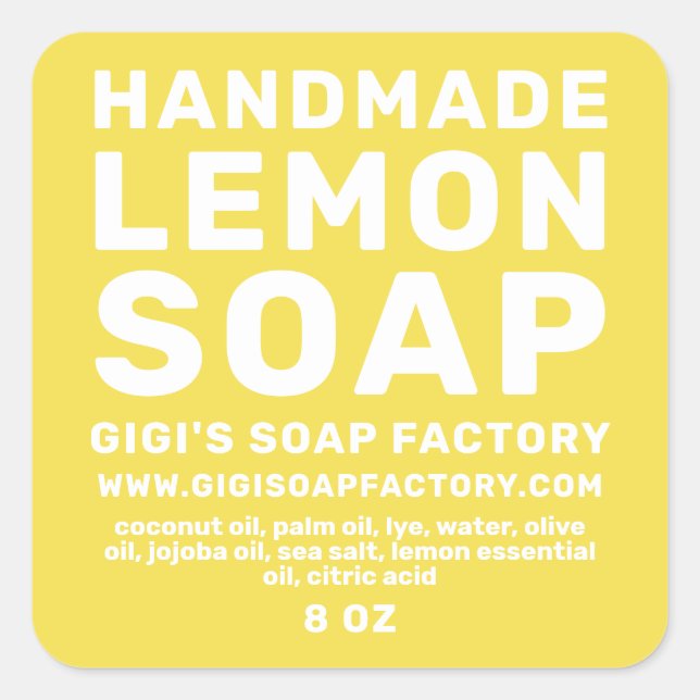 Adesivo Quadrado Sabão De Limão Moderno E Manuscrito Iluminando Ama (Frente)