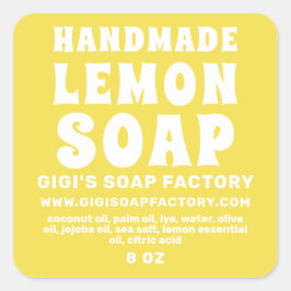 Adesivo Quadrado Sabão De Limão Moderno E Manuscrito Iluminando Ama