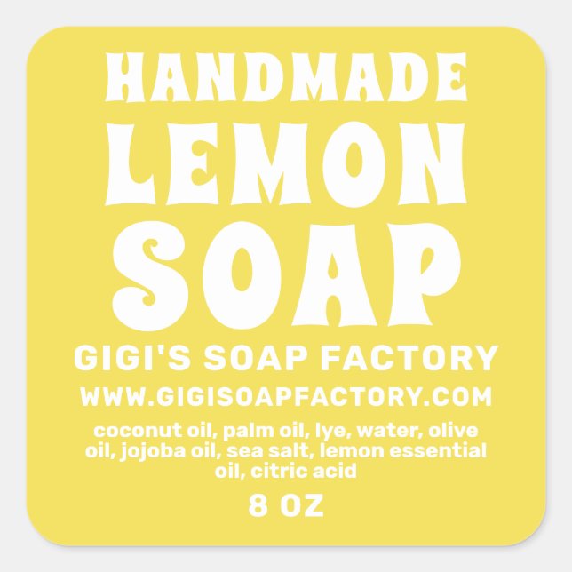 Adesivo Quadrado Sabão De Limão Moderno E Manuscrito Iluminando Ama (Frente)