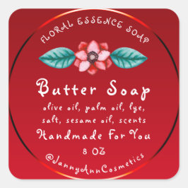Adesivo Quadrado Sabão-Manteiga Cosméticos Logotipo feito à mão Ver