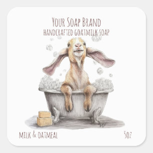 Adesivo Quadrado Sabonete Artesanal Cabrito Núbio em Banho de Espum