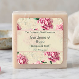 Adesivo Quadrado Sabonetes Cosméticos Gardenias Rosa