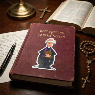 Adesivo Quadrado Sacerdote com Bíblia IFunny Clergacter