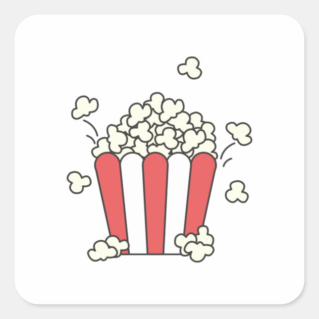 Adesivo Quadrado Saco De Pipoca De Pipoca Comida Rápida Comida Torr (Frente)