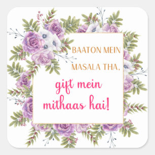 Adesivo Quadrado sacolas de presente para festa de mehndi